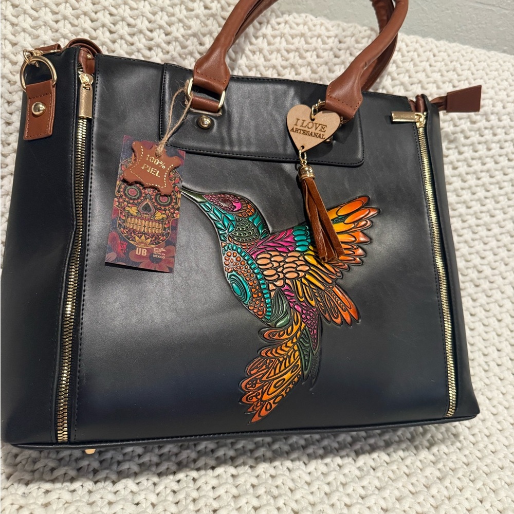 Black and Brown Hummingbird Tote Bag